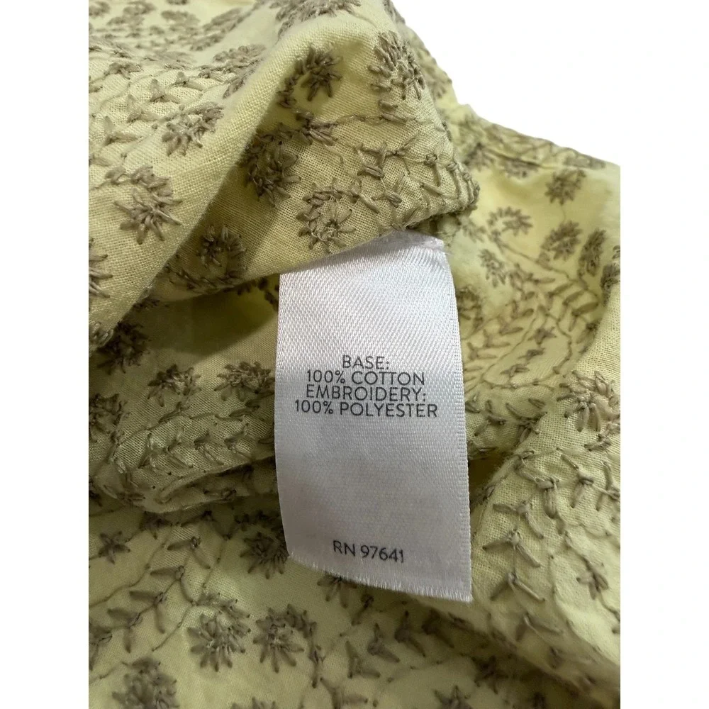 J. Jill Embroidered Button Down Shirt Womens Green Large, Floral Paisley Cotton - Picture 8 of 8